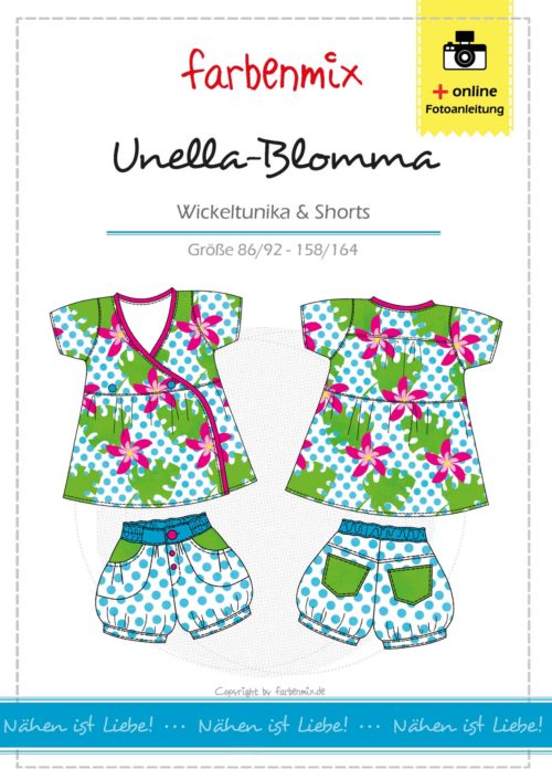 farbenmix unella-blomma, patroon voor een overslag tuniek en short