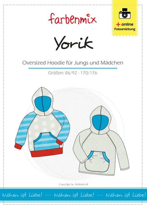 farbenmix yorik, patroon voor een oversized hoodie