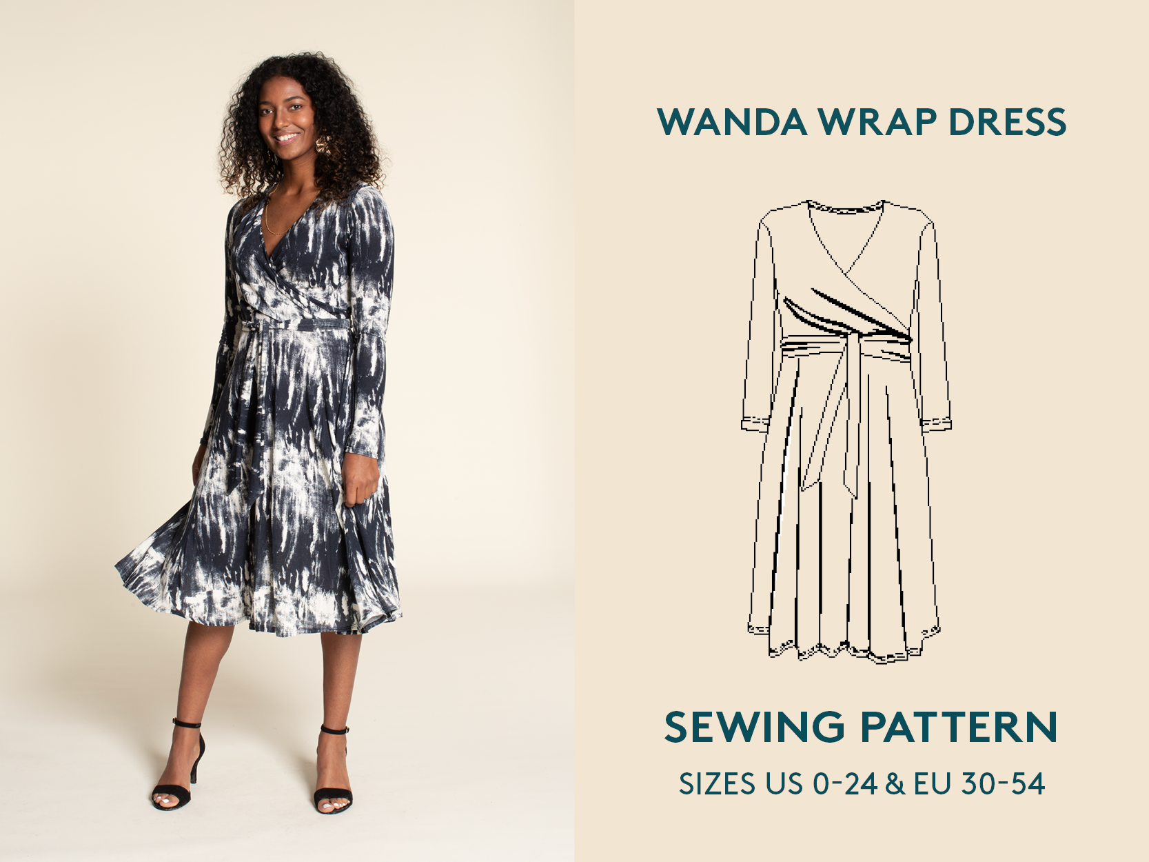 Wardrobe By Me Naaipatroon Wikkeljurk Wanda Wrap Dress | 30-54, verwachte levering juni 2026