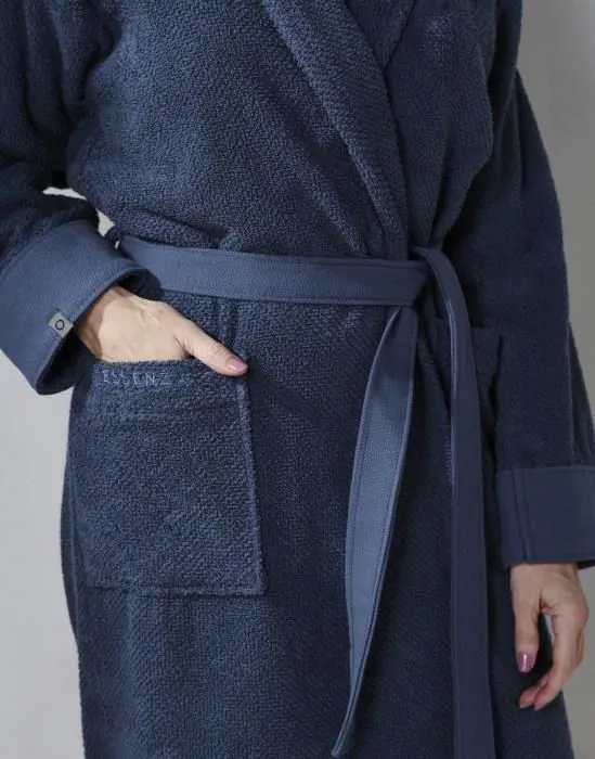 ESSENZA Connect Organic Uni Blauw Badjas L - Afbeelding 4