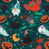 Hazeltjes Halloween Party teal,  organic jersey