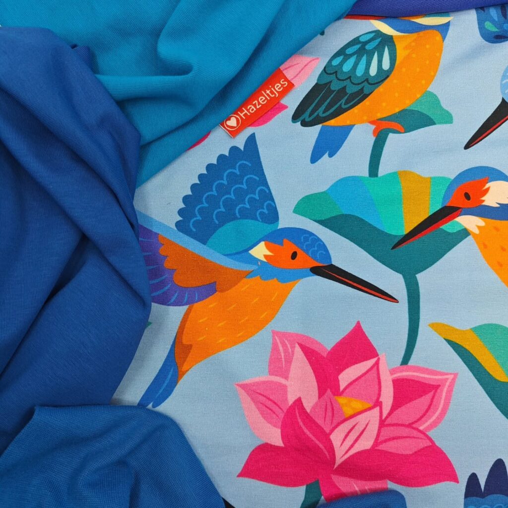 Hazeltjes - Kingfishers in Lotus Field, organic jersey - Afbeelding 8