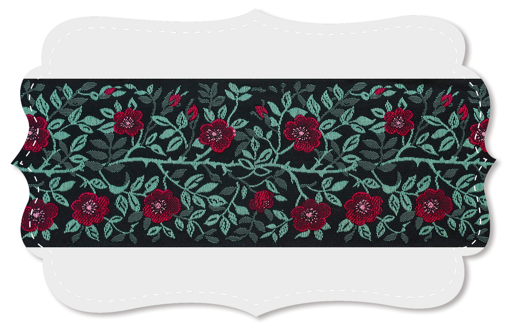 Sierbandje Heckenrose  Hondsroos zwart-magenta - per 100 cm - Afbeelding 2