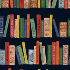 Let op, niet bio! Cotton + Steel Curio - Book Club - Navy Canvas Metallic Fabric
