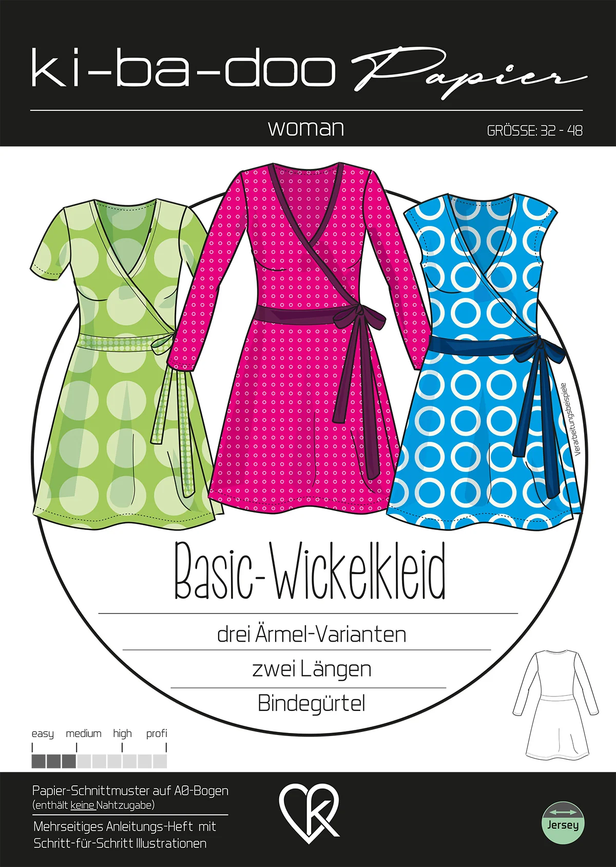 Ki-ba-doo Naaipatroon Basic Wickelkleid Wrapdress | Maat 32-48