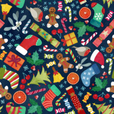 Hazeltjes  Everything Christmas ditsy toss organic jersey,verwachte levering november 2025