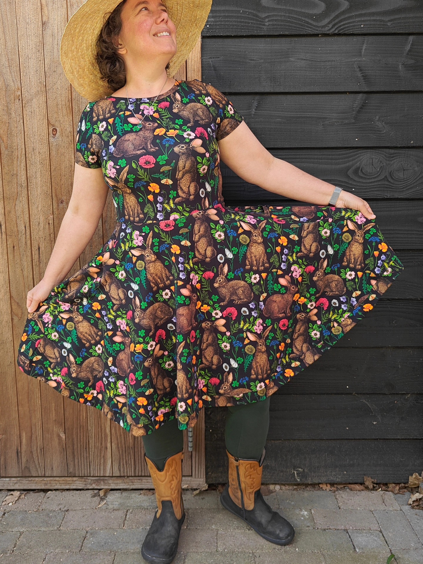 Hazeltjes Rabbits and Wildflowers Black organic jersey - Afbeelding 13