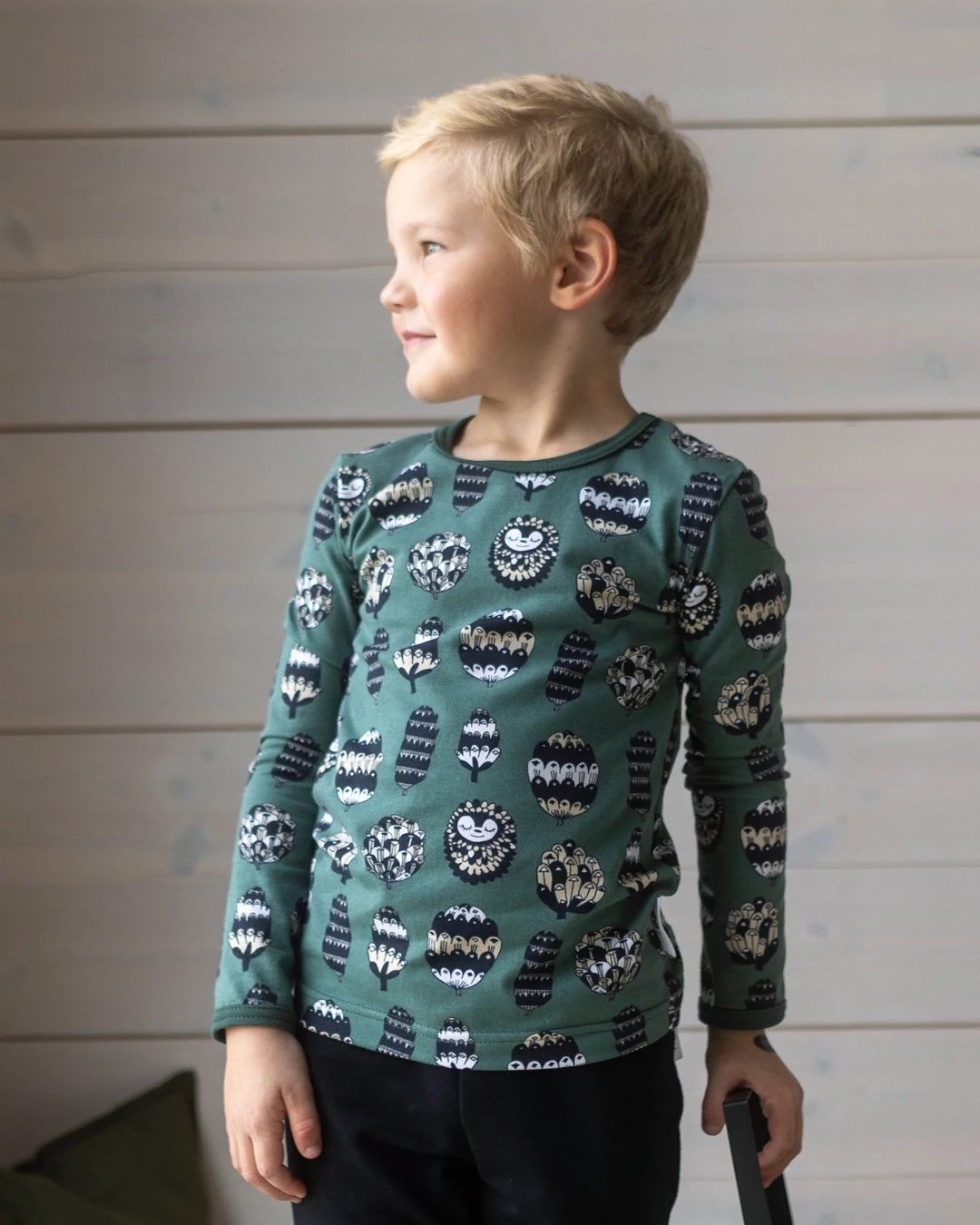 Paapii Conelet jersey, dark green - latte - Afbeelding 2