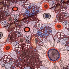 Stoffonkel Biojersey Susalabims Sommerblumen braun, verwachte levering mei 2026