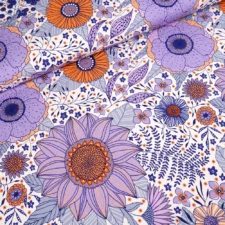 Stoffonkel Biojersey Susalabims Sommerblumen lila, verwachte levering mei 2026