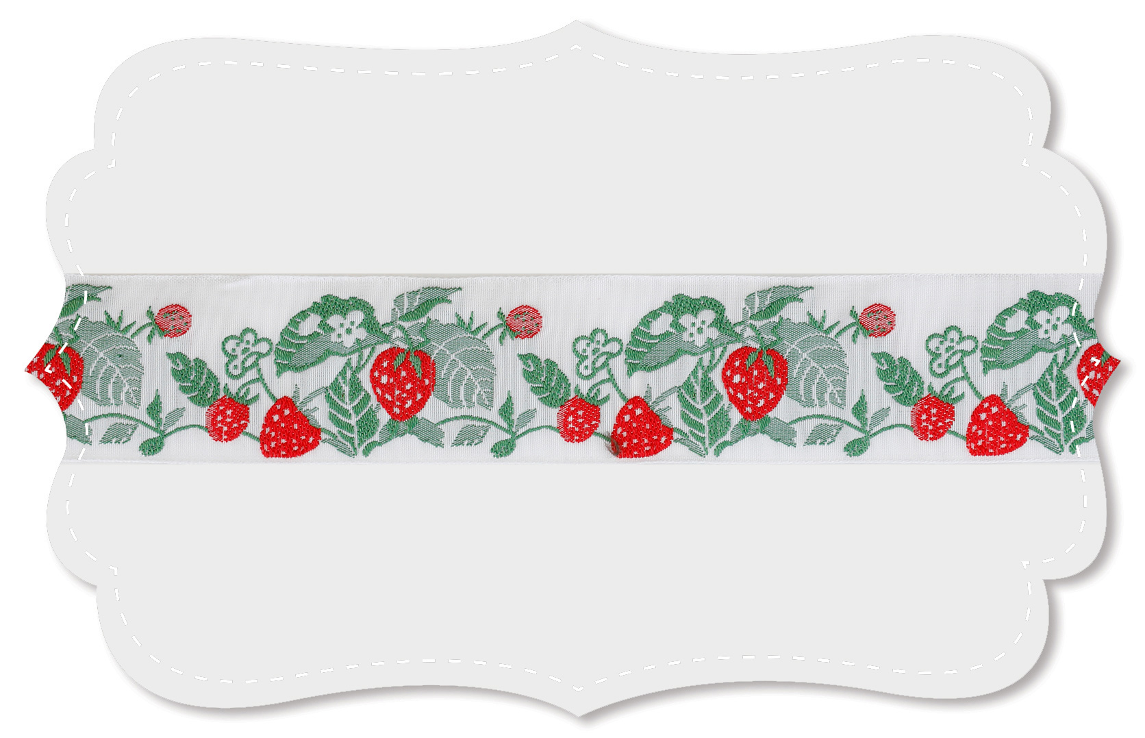 C. Pauli Sierbandje Erdbeeren Aardbeien wit - per 100 cm - Afbeelding 2