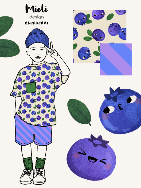 Mieli BLUEBERRY, diagonal stripes | organic jersey fabric , verwachte levering juli 2026 - Afbeelding 2