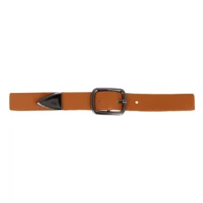 Gesp lichtbruin leer-nikkel 3cm oud zilver