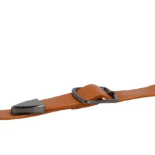Gesp lichtbruin leer-nikkel 3cm oud zilver - Afbeelding 2