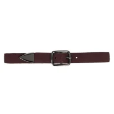 Gesp donkerbruin leer-nikkel 3cm oud zilver