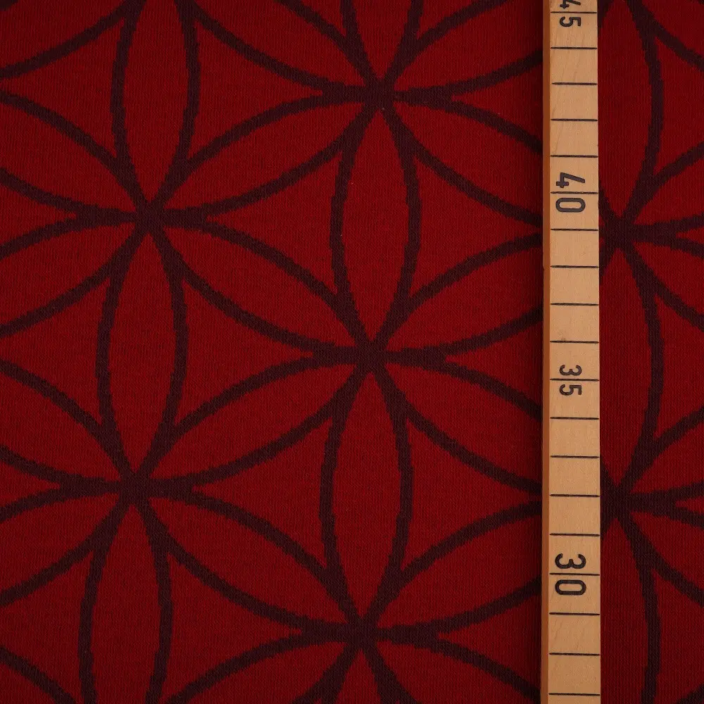 Stoffonkel Organic Bio-Jacquard Blume des Lebens kirsche kers (GOTS), verwachte levering september 2026 - Afbeelding 2