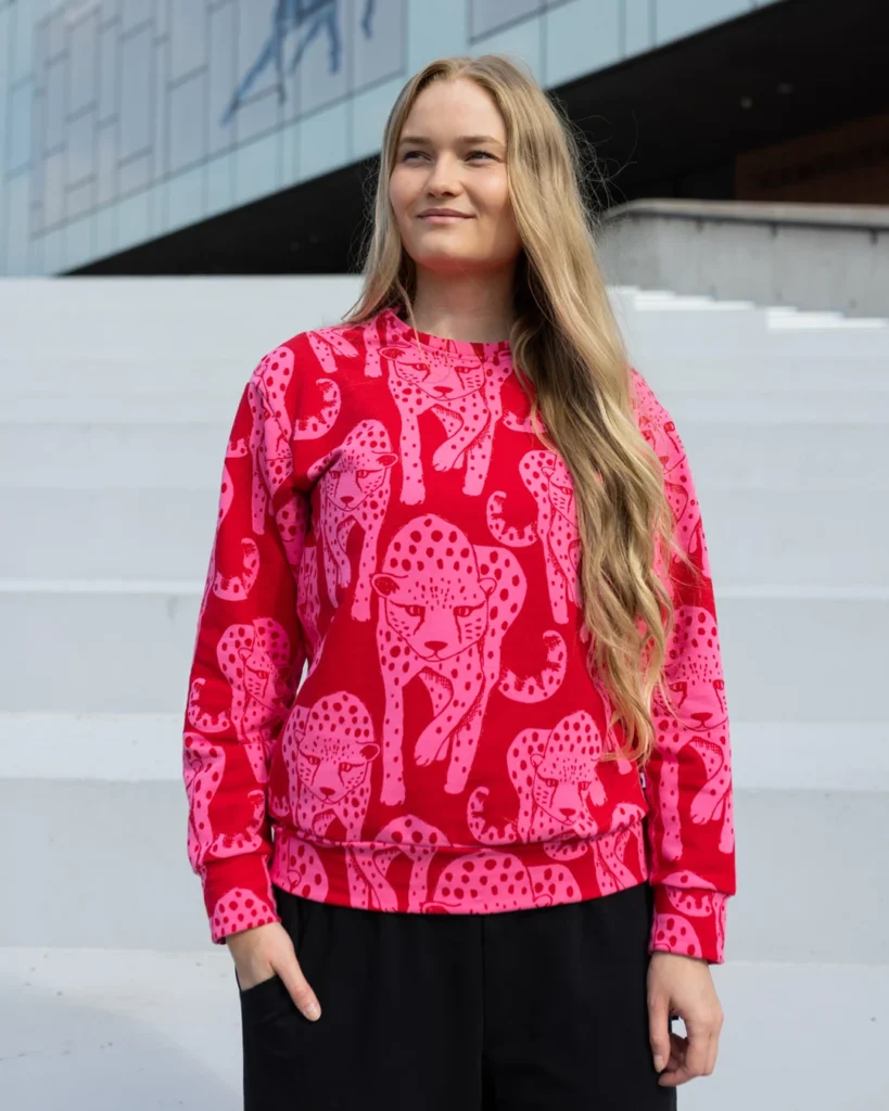 Paapii Cheetah sweatshirt knit brushed, pink - red, verwachte levering oktober 2026 - Afbeelding 4